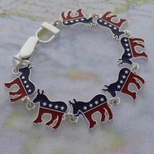 SILVER DONKEY BRACELET MAGNETIC RED BLUE STAR ( 34784 S ) - Imagen 1 de 1