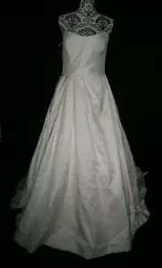 Paloma Blanca Wedding Dress 12 Ivory Silk Mikado Crystal Decoration Pockets - Picture 1 of 21