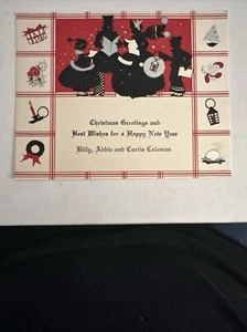 Vintage Art Deco Weihnachtskarte - Karolinger als Silhouetten singen - Bild 1 von 2