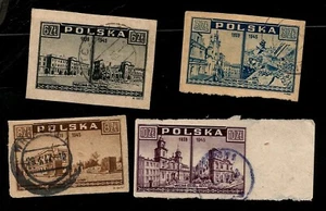 WWII Destruction of Poland Warsaw in Ruins Before & After Memorable Stamps 1945 - Picture 1 of 1