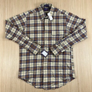 Vintage Lochlana by Hathaway Shirt Mens Medium Plaid Cotton Wool Blend 80s 90s - Picture 1 of 14