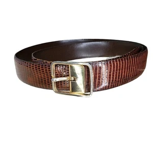 Clappers Gürtel braun Eidechse Gold Hardware Made in Spain passt 33,25" - 37,25" - Bild 1 von 6