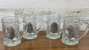 Golf The Masters Beer Steins Glass Mugs Embossed Pewter Golf Badges - Picture 1 of 12