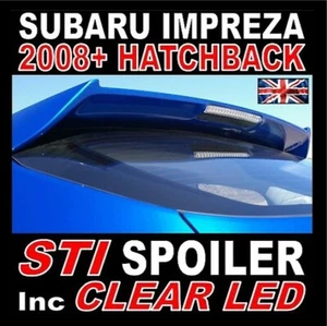 STI Style Heckstiefel Spoiler ""passt"" Subaru Impreza 2008 + GRB Schrägheck LED Licht - Bild 1 von 21