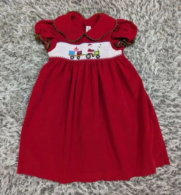 Vestido de Pana Rojo Mom And Me De Colección Vacaciones Plisado Niñas Talla 4 Mangas Abullonadas Usado en Excelente Condición Foto 1 de 4