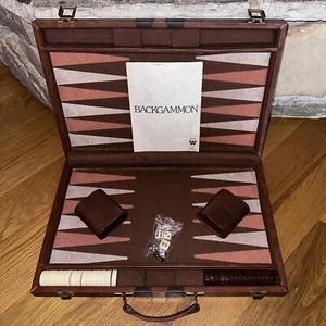Vintage Tournament Backgammon Set Black Brown/Ivory Bakelite Chips 24x18” Board - Picture 1 of 12