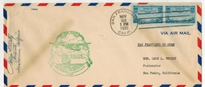 1935 AIRMAIL C20 FDC / FLIGHT WITH PAIR  SAN FRANCISCO TO GUAM SIGNED POSTMASTER - Picture 1 of 1