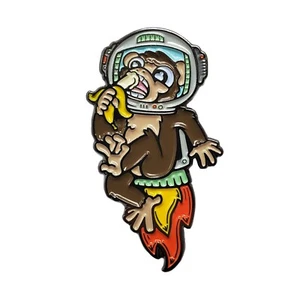 Astronaut Chimp Enamel Lapel Pin | Fitted Hat Pin | Animal Space Alien Monkey - Picture 1 of 3