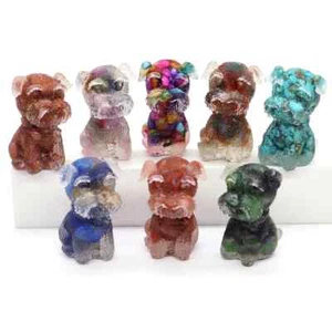 Piedra natural caída resina cristal peluche perro estatua sanación animal decoración del hogar - Imagen 1 de 25