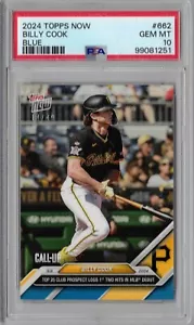2024 Topps Now Blue Baseball #662 Billy Cook Pre-Rookie Card /49 PSA 10 Gem Mint - Picture 1 of 2