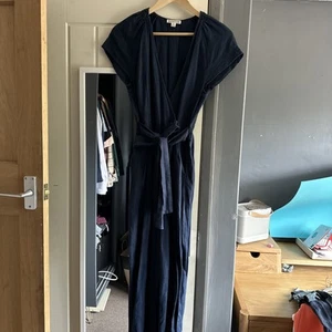 Whistle Linen Navy Jumpsuit Short Sleeved Size 12 - Picture 1 of 3
