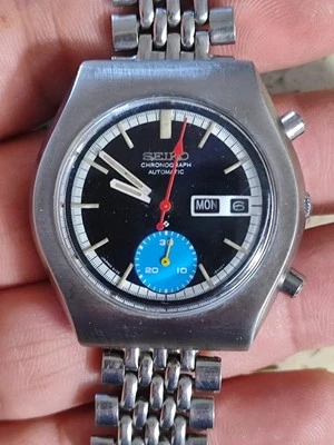 Reloj Vintage 1976 SEIKO 6139-8020 CRONÓGRAFO Negro Funcionando Usado Foto 1 de 4