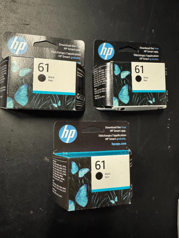 3X NEW HP BLACK 61 GENUINE OEM 2026-2027 EXPIRATIONS INK TONER - Image 1 of 1