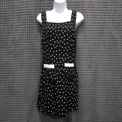 VTG CityTriangles Shift Dress Sz5 28W Black White Polka Dots 60s Mod Pockets 90s - Image 1 of 4