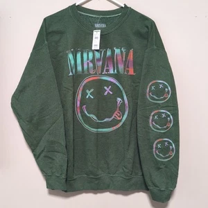 Felpa media NIRVANA Smiley Face girocollo adulto donna verde - Foto 1 di 9