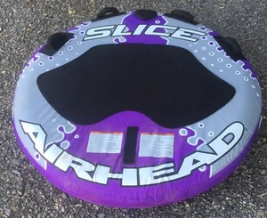 Airhead Slice Towable Boating Tube 1 - 2 Person 4 Handles Purple White - Picture 1 of 8
