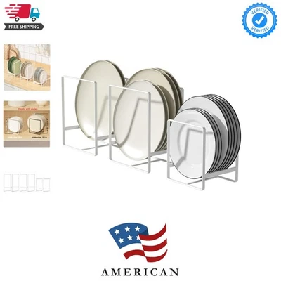 Multi-Functional Metal Plate Racks - 3 Pack, Protects and Organizes Dishes - Image 1 of 4