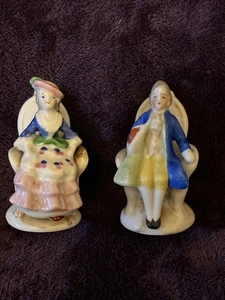 Vintage Occupied Japan porcelain Figurine Woman in Chair pink Hat - Picture 1 of 8