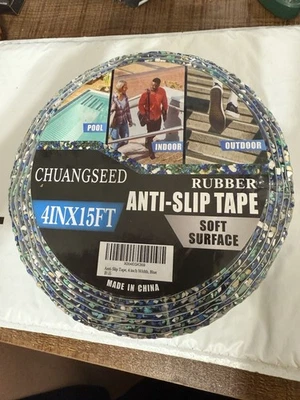 Cinta antideslizante de goma azul Chuangseed 4"x15' interior/exterior Foto 1 de 4