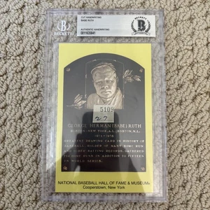 Babe Ruth Cut Handwriting Relic Beckett Authentic Postcard New York Yankees HOF - Picture 1 of 2