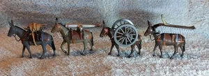 Vintage 1931 Britains lead 1/32 Mountain Artillery Mules & Gun from set 28 #H - Picture 1 of 22