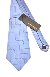 Designer Necktie MARIO MASOTTI Silver Blue Geometric Pattern Classic Unisex New - Picture 1 of 9