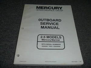 Mercury Mariner 1992-1994 2,5 HP motor fueraborda manual de servicio 1993 D030200- xo - Imagen 1 de 8
