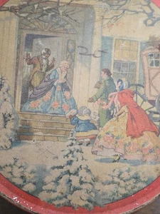 Vintage Weihnachtsdosen Obstkuchen Plätzchen GROß Viktorianische Winterszene - Bild 1 von 6
