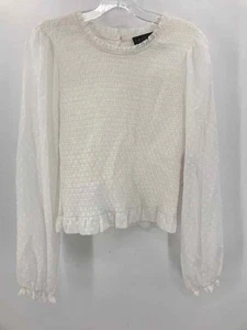 Blusa blanca de lavandería de segunda mano talla mediana acanalada manga larga - Imagen 1 de 3