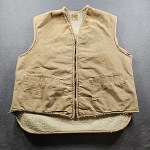 VINTAGE 70s 80s Sherpa Lined Carhartt Vest Distressed Faded M/L FAST SHIPPING - Picture 1 of 11