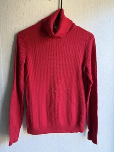 J Crew Rollkragenpullover Wolle-Kaschmir-Mischung Zopfmuster rot Small - Bild 1 von 5