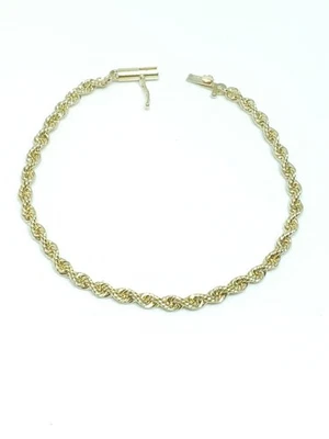 Brazalete cuerda oro amarillo 14k 3mm sólido - 5 gramos. Foto 1 de 4