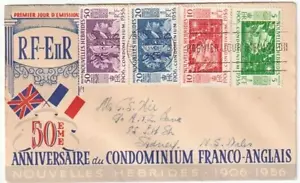 NEW HEBRIDES FRENCH 1956 50th Anniv set on commem FDC. ...................98800A - Picture 1 of 1