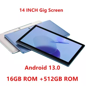 New 14 Inch Tablet PC Android 13 Dual SIM Large HD screen 512G Bluetoothkeyboard - Picture 1 of 14