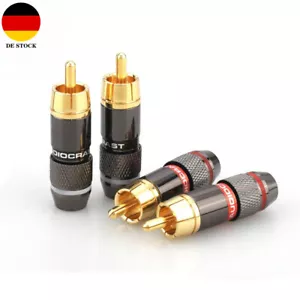 4stk Vergoldet RCA Stecker Adapter HiFi Audio Cinch Kabel Signal Anschlüsse Plug - Bild 1 von 7