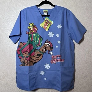 Scooby Christmas Scrub Top size Medium, Holiday Nurse Scrub Shirt - Picture 1 of 4