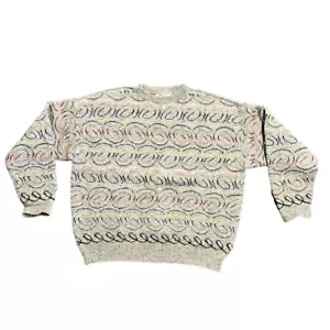 W.D & Co Sweater Men Large Multicolor Abstract Knit Pullover Hand Loomed England - Picture 1 of 11