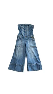 Tuta Y2K bambino Phat senza spalline denim leggero cropped e polsini gambe larghe taglia 7 - Foto 1 di 10