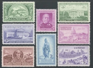 Vintage US Postage 1950 Set of 8 Singles - SC# 987-994 Mint NH OG - Picture 1 of 2