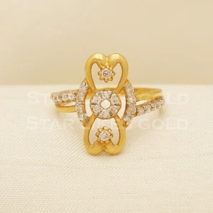 Gold Ring 18k Gold Ring for Women Wedding Jewelry Size 5 Handmade Design Ring - Picture 1 of 6