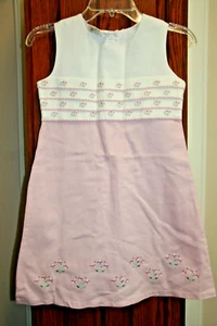 Bonnie Jean Girls NWT 8 White/pink pique flower embroidered dress - Picture 1 of 4