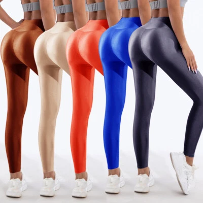 Leggings sportivi elasticizzati lucidi fluo donna discoteca festa pantaloni yoga casual quotidiani - Immagine 1 di 4