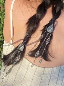 Kazakh ethnic hair clip decorated with beads, decoration of the Turkic peoples - Picture 1 of 3