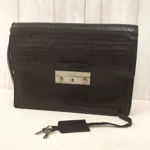 VERSACE Leather Second Bag Clutch Bag made in Italy Men's Used from Japan - Picture 1 of 24