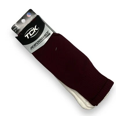 TCK Performance Athletic Socks Burgundy White Size 26”- 28” 1 Pair New — 第 1/3 张图片