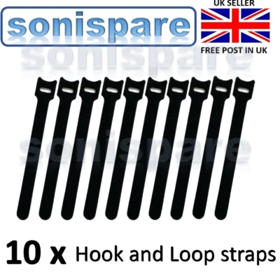 10 x reusable hook and loop strap cable ties wire tidy 12 x 150 mm - Image 1 of 4