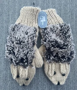 Arianna by Howard's NWT Girls XL Critter Mittens Beige/Brown Faux Fur Acrylic - Picture 1 of 9