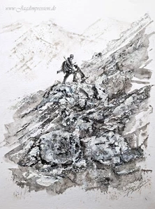 Jagdhund ,Jagdmaler, Jagd, Jäger, Bergjagd, Schweißhund, Jagdgemälde - Bild 1 von 1