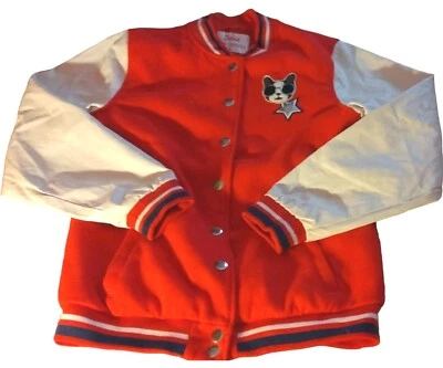 Justice Girl Red Squad Letterman Bomber Style Jacket Dog Size 16/18 - Image 1 of 4
