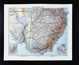 1911 Stieler Map - Australia  Victoria New South Wales Sydney Melbourne Adelaide - Picture 1 of 3